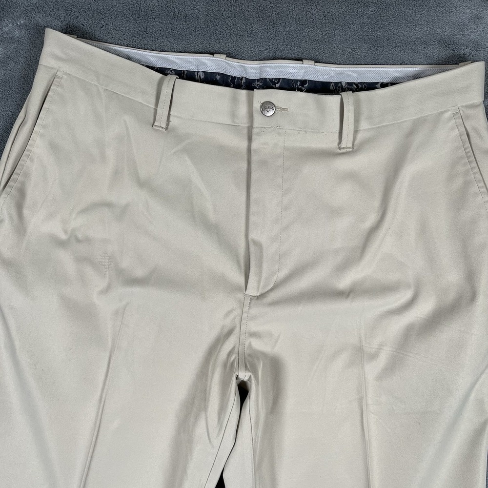 Callaway Golf Pants Men's 38x30 Beige‎ Stretch Waistband Performance Flat Front